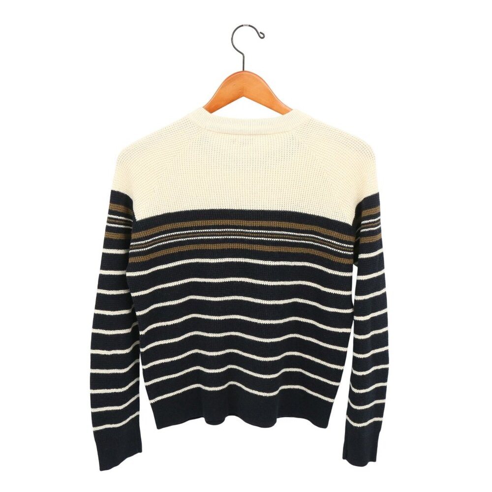 Faherty Throwback Waffle Crew Neck Striped Ivory … - image 5